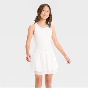 Girls' Knit Double Layer Dress - All In Motion White Size M